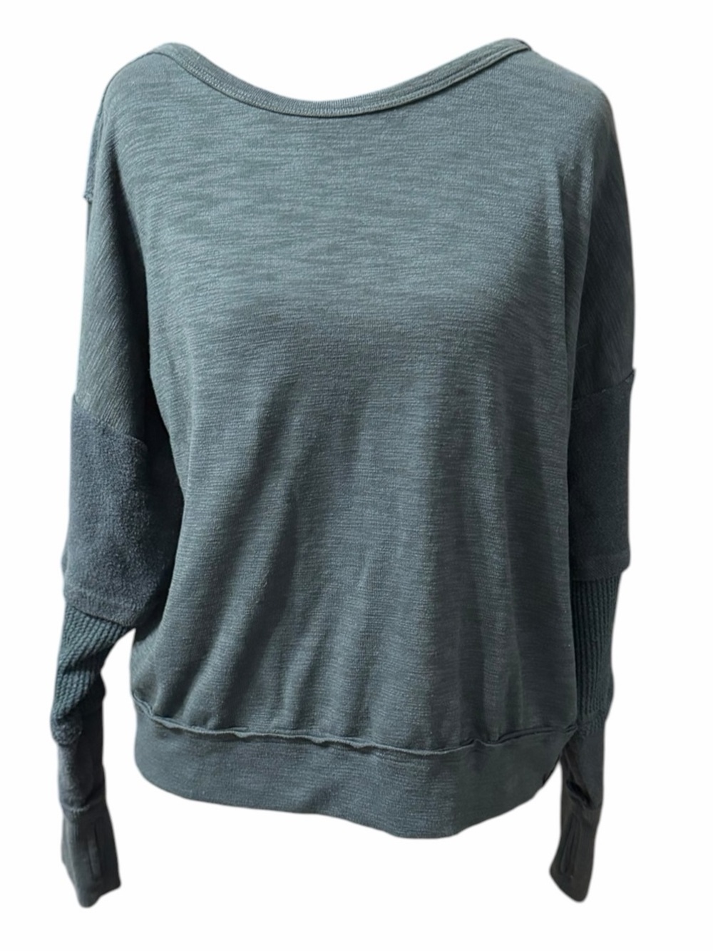 Böhme Small Oversized Mixed Media Sweatshirt Thumbholes Green